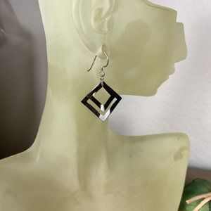 NEW Sterling Silver (not plated) Diamond Shape Dangling Earrings